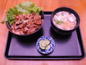 カルビ丼と半うどんのセット201510